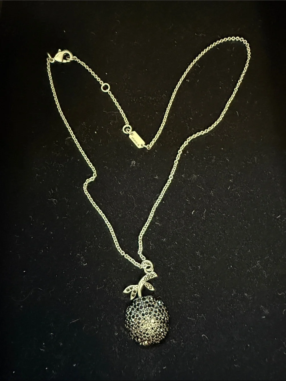 Coach Silver-Tone Black Crystal  Pendant Necklace - 18